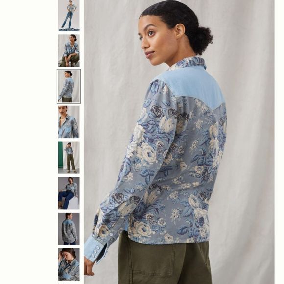 Anthropologie Floral Chambray Buttondown - Picture 4 of 5